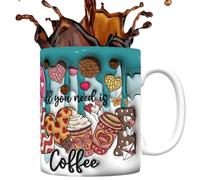 Fukamou Valentines Day Mug - Ceramic Coffee Mug Love Heart Design,350ml Printed Love Heart Tea Mug, Novelty Water Cups for Valentine Tiered Tray Decor, Table Centerpieces Decoration