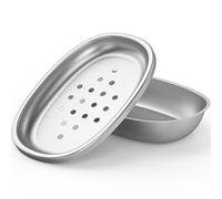 FUKANG Double Layers Metal Soap Dish,Stainless Steel Soap Holder with Draining Tray for Bathroom Shower, Kitchen Sink, Highly Reliable and Durable