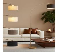 FUKEA Floor Lamp for Living Room,Standard Lamps Living Room,Modern Retro Black Tall Thin Arc Standing Light E27 Linen Industrial Floor Lamps Shade for Bedroom Study Lounge Reading Working