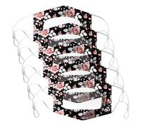 FUKESI 5PC Unisex Face Covering Printed Protection Clear Window Visible Expression For The Deaf And Hard Of Hearing Reuseable Washable (C)