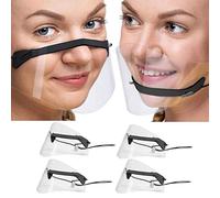 FUKESI Adult Adjustable Clear Face_Shields Transparent Anti Fog Shields Plastic Reusable Designed Shields Lightweight Face Covering to Protect Eyes Nose Mouth for Men Women (Black 4PC)