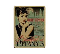 FUKITT Audrey Breakfast at Tiffany's Hepburn Poster (1) Tin Sign Vintage Metal Pub Club Cafe Bar Home Wall Art Decoration Poster Retro 12x16inch(30x40cm)