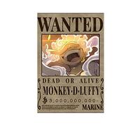 FUKITT Cartoon One Piece Monkey D., Luffy Latest Billion Bailey Wanted Poster Canvas Poster Bedroom Decor Sports Landscape Office Room Decor Gift Unframe-style-2 16x24inch(40x60cm)