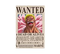 FUKITT One Piece Donquixote, Doflamingo Wanted Poster Canvas Poster Bedroom Decor Sports Landscape Office Room Decor Gift Unframe-style-5 08x12inch(20x30cm)