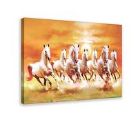 FUKITT Seven Lucky Running Wild Horses Wall Art Animal Posters (1) Canvas Poster Wall Art Decor Print Picture Paintings for Living Room Bedroom Decoration Frame-style 20x30inch(50x75cm)