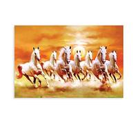 FUKITT Seven Lucky Running Wild Horses Wall Art Animal Posters (1) Canvas Poster Wall Art Decor Print Picture Paintings for Living Room Bedroom Decoration Unframe-style 24x36inch(60x90cm)
