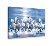 FUKITT Seven Lucky Running Wild Horses Wall Art Animal Posters (4) Canvas Poster Wall Art Decor Print Picture Paintings for Living Room Bedroom Decoration Frame-style 08x12inch(20x30cm)