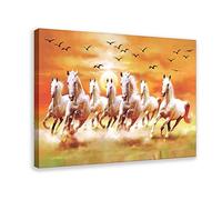 FUKITT Seven Lucky Running Wild Horses Wall Art Animal Posters Canvas Poster Bedroom Decor Sports Landscape Office Room Decor Gift Frame-style 12x18inch(30x45cm)