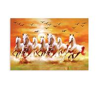 FUKITT Seven Lucky Running Wild Horses Wall Art Animal Posters Canvas Poster Wall Art Decor Print Picture Paintings for Living Room Bedroom Decoration Unframe-style 12x18inch(30x45cm)