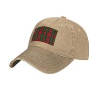 FUkker Baseball Cap,Washed Denim Baseball Cap Sports Cap Dad Hats Trucker Hats for Unisex,Red and Green Clan Kerr Tartan Plaid