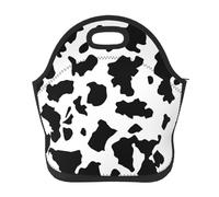 FUkker Lunch Bag, Neoprene Lunch Bag Insulated Lunch Tote Bags School Lunch Container Box, Cow Print Black & White
