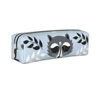 FUkker Pencil Pouch, Leather Pencil Case Pencil Bag Stationery Organizer Box Pencil Bag, Cute Raccoon Pattern