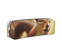 FUkker Pencil Pouch, Leather Pencil Case Pencil Bag Stationery Organizer Box Pencil Bag, Funny Squirrel Print