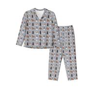 FUkker Women's Pyjamas Set Nightgown Sleepwear Pajamas Loungewear Sets,Cavalier King Charles Spaniel Dog Mixed Dog Coats Dog,As Shown,XL