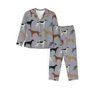 FUkker Women's Pyjamas Set Nightgown Sleepwear Pajamas Loungewear Sets,Greyhounds Larger Version Dogs Greyhound Coats Colors,As Shown,L