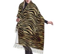 FUkker Women's Scarf Women's Shawl Faux Cashmere Scarf Warm Printed Scarf African Black Gold Zebra Animal Skin Sepia
