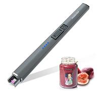 FUKKUDA Electric Candle Lighter with Safety Switch - USB Rechargeable Windproof & Flameless Plasma Arc Lighter for Easter Basket Stuffers (Space Grey)