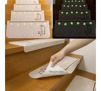 FuKuEn Glow in the Dark Stair Tread Kids Self Adhesive Stair Mats Cat Non Slip Stair Carpet Treads Patterned Indoor Stair Treads for Wooden Steps Washable Stair Runner for Elderly Safety 55x21cm 4PCS
