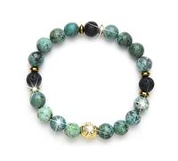 Fukugems African Turquoise Lava Yoga Mediation Bracelet for Woman Man Yoga Chakra Crystal Healing Happy Mood Bracelet Relaxing Praying Bracelet (M007)