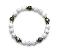 Fukugems Howlite Onyx Lucky Feng Shui Bracelet, Hello Money Bracelet, Entrepreneur Business Relationship Bracelet, Bracelets for Men and Women with Money Prosperity Goals,M007