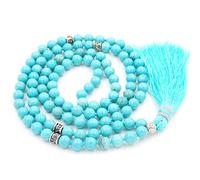 Fukugems mala Beads Necklace for Women Man, mala Bracelet, Prayer Beads Necklace, Green Turquoise Tassel Necklace