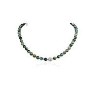 Fukugems natural stone beaded necklace for women men gemstone knotted necklace birthstone necklace African turquoise magnetic clasp 8mm