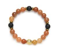 Fukugems Orange Aventurine Lava Yoga Mediation Bracelet for Woman Man Yoga Chakra Crystal Healing Happy Mood Bracelet Relaxing Praying Bracelet,M007