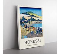 Fukui Bridge In Echizen Province By Katsushika Hokusai Exhibition Museum Asian Japanese Canvas Wall Art Print Ready to Hang, Framed Picture for Living Room Home Office Décor, 76x50 cm (30x20 Inch)