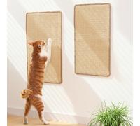 FUKUMARU 2 Packs Cat Scratching Mat, 60 x 40 cm Natural Sisal Cat Scratch Pad Mats for Indoor Cats, Horizontal Cats Wall Scratcher Kitten Fl