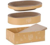 FUKUMARU 3PCS Cardboard Cat Scratcher Bed, Durable Oval Cat Scratch Bed Pads, Round Cats Scratching Board with Large Kitten Scratcher Box for Indoor Cats, Couch Sofa Furniture Protector