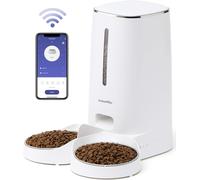 FUKUMARU Automatic Cat Feeder, 4L Dog Feeders with Double Bowls, Support DIY Me