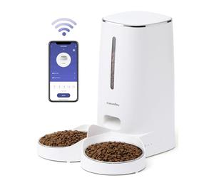 FUKUMARU Automatic Cat Feeder, 4L Dog Feeders with Double Bowls, Support DIY Meals and Timed Control WiFi Cat Food Dispenser