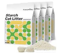 FUKUMARU Cassava Cat Litter, Strong Clumping Cat Litter Bulk, Plant-Based Natural Ingredients, Non-Stick Base, Low Dust, 24/7 Odor Control, Unscented, 2.7Kg x 4bags