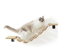 FUKUMARU Cat Bridge Wall Mounted, Natural Rubber Wood Material, 32.5 cm Wider Cats Shelf and Climbing Step for DIY Kitty Highway and Cat Wall, for Most Kitten, Medium and Large Cats