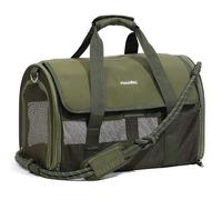 FUKUMARU Cat Carrier, Light & Airy Pet Carrier, 18x11x11 Airline Approved Dog Carrier for Small Dogs, 2-in-1 Shoulder Strap Leash, Collapsible Soft Cat Travel Carrier with Anti-Scratch Mesh, Green