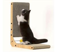 FUKUMARU Cat Scratcher, 18.9 Inch L Shape Cat Scratch Pad, Vertical Cat Scratcher Wall Mounted, Cat Scratching Cardboard with Ball Toy for Indoor C...