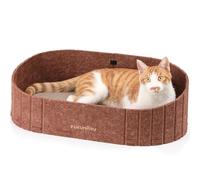 FUKUMARU Cat Scratcher, 24 Inch Sofa Shape Cat Scratching Bed, Reversible Detachable Cats Scratching Board, Round Cats Scratch Pads Refill Indoor, Caramel