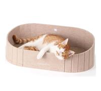 FUKUMARU Cat Scratcher, 24 Inch Sofa Shape Cat Scratching Bed, Reversible Detachable Cats Scratching Board, Round Cats Scratch Pads Refill Indoor, Beige