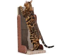 FUKUMARU Cat Scratcher, 68 cm L Shaped Cat Scratch Pad Wall, Modern Cardboard Cats Scratching Board for Indoor Cats, Felt Vertical Scratching Post, Furniture Protector (Caramel)