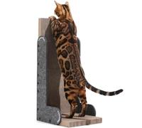 FUKUMARU Cat Scratcher, 68 cm L Shaped Cat Scratch Pad Wall, Modern Cardboard Cats Scratching Board for Indoor Cats, Felt Vertical Scratching Post, Furniture Protector (Grey)
