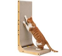 FUKUMARU Cat Scratcher, 83cm L Shape Cats Scratch Pad Wall Mounted, Cat Scratching Cardboard with Ball Toy for Indoor Cats, Extra Large