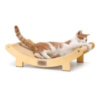 FUKUMARU Cat Scratcher Bed Sisal, 60 cm Durable Scratching Bed for Indoor Cats, Large Cat Scratch Pad, 100% Natural Sisal Hammock, Solid Wood Frame Lounger Chair for Sleep & Scratch (Wood)