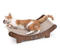 FUKUMARU Cat Scratcher Bed Sisal, 60 cm Durable Scratching Bed for Indoor Cats, Large Cat Scratch Pad, 100% Natural Sisal Hammock, Solid Wood Frame Lounger Chair for Sleep & Scratch (Brown)
