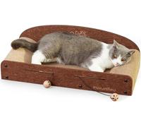 FUKUMARU Cat Scratcher Cardboard, 66cm Lounge Beds, Durable Cats Scratcher Bed Large Lounger, 2 Reversible Scratching Pads for Indoor Cats, Recyclable Cat Scratch Bed Cardboard with Bell Ball Toy