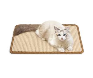 FUKUMARU Cat Scratcher Mat, 30 x 50 cm Natural Sisal Cat Scratch Mats, Horizontal Cat Floor Scratching Pad Rug, Protect Carpets and Sofas - Beige