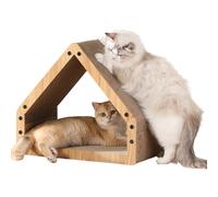FUKUMARU Cat Scratching Board, Extra Long 42 cm House Shape Scratcher Board for Cats, Resistant Cat Scratching Board Made of Corrugated Pape