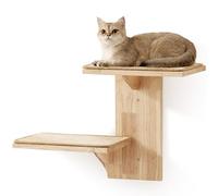 FUKUMARU Cat Wall Shelves, 2 Platform Cats Wall Furniture, Tree Shape Wall-Mounted Floating Shelf with Sisal Mat, Solid Rubber Wood Cat Perch for 16 inch Drywall, Suitable for Climb, Play, Nap
