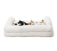 FUKUMARU Cute Dog Bed, Fluffy Dogs Bed with TPU Layer Keeping Lining Dry, Cat Couch Medium Size Dog Easy to Care, Warm Cat Bed with Removable Zipper Cover, 36inch, Large, Cream