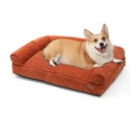 FUKUMARU Cute Dog Bed, Fluffy Dogs Couch with TPU Layer Keeping Lining Dry, Pet Sofa Medium Size Dog Easy to Care, Warm Cat Bed with Removable Zipper Cover, 36inch, Large, Orange