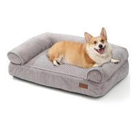 FUKUMARU Cute Dog Bed, Fluffy Dogs Couch with TPU Layer Keeping Lining Dry, Pet Sofa Medium Size Dog Easy to Care, Warm Cat Bed with Removable Zipper Cover, 36inch, Large, Light Grey